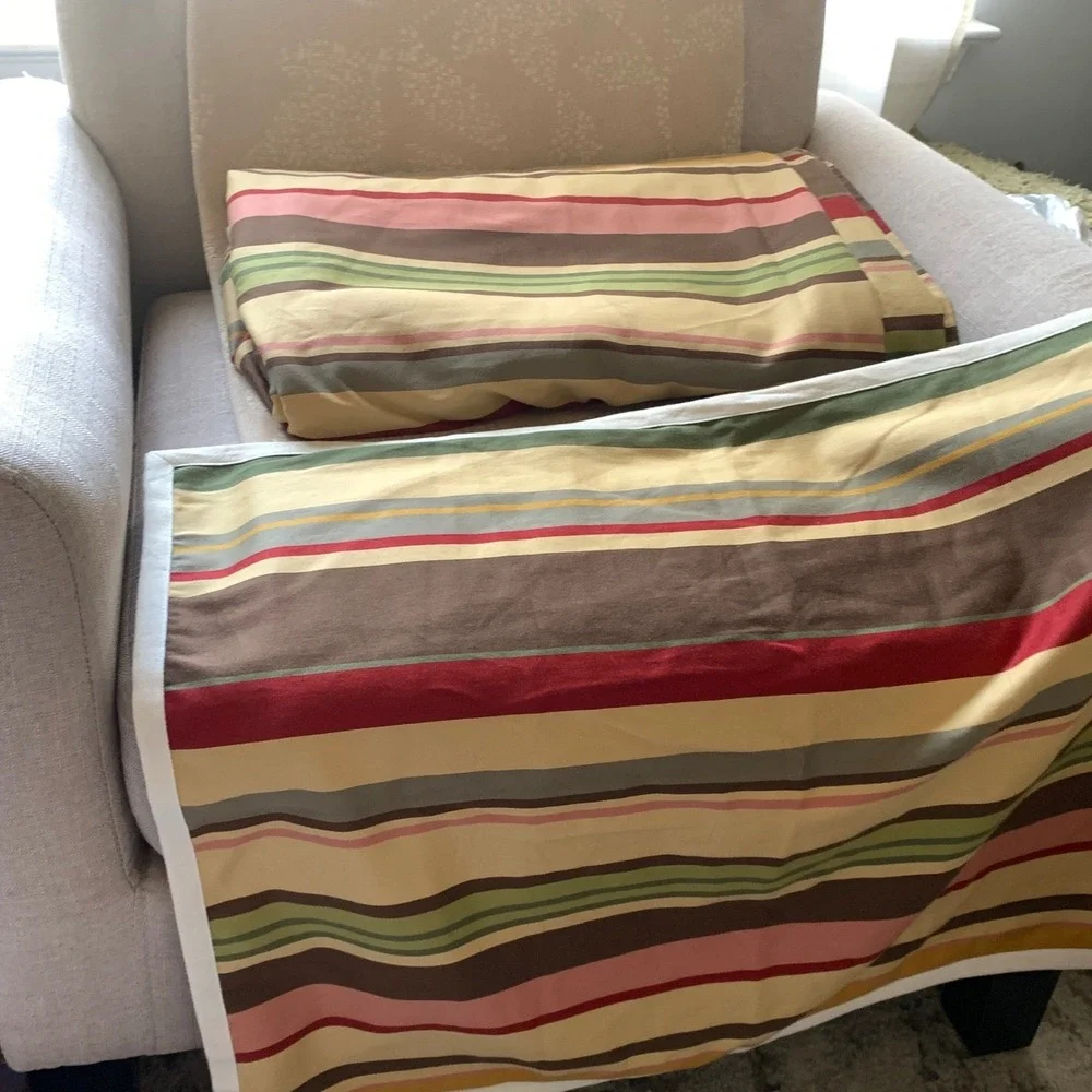 Pottery Barn Logan Multicolored Striped Duvet Cover Set Sz Twin